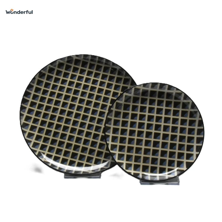 Grid-Patterned Ceramic Dinnerware Set best