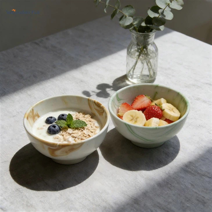 دوہری - ٹون ماربل سیرامک ​​کٹورا