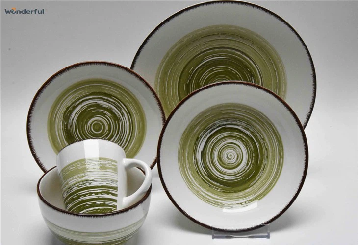 سبز اور سفید پائیدار چینی مٹی کے برتن کھانے کے سیٹ