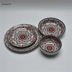 Mandala Print Ceramic Dinnerware Set Mandala Print Ceramic Dinnerware Set