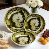 حیرت انگیز 3D - طباعت شدہ زیتون ٹائی - ڈائی سیرامک ڈنر ویئر